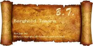 Berghold Tamara névjegykártya
